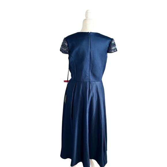 Mac Duggal High Neck Cap Sleeve Tea-Length Dress NWT Size 14 Style 55699 - Picture 5 of 12